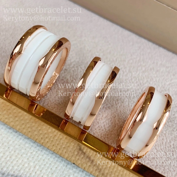 B.zero1 White Ceramic and Rose Gold Ring