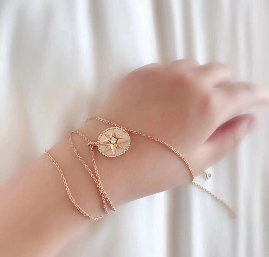 Best Dior Rose Des Vents White MOP Eight-Pointed Star Pendant Ladies Diamonds Necklace Rose Gold Yellow Gold  Silver