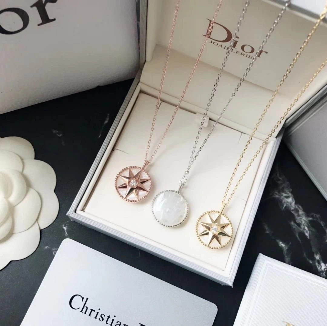 Best Dior Rose Des Vents White MOP Eight-Pointed Star Pendant Ladies Diamonds Necklace Rose Gold Yellow Gold  Silver