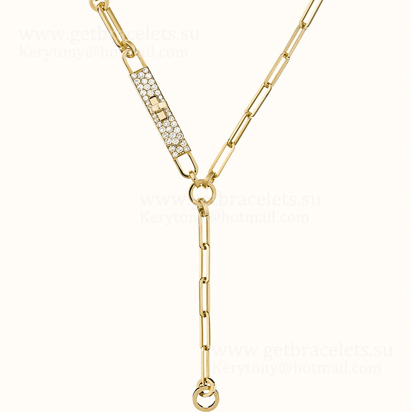 Best Gift Girls Hermes Kelly Chaine Lariat Necklace With Diamonds Rose Gold Silver Yellow Gold