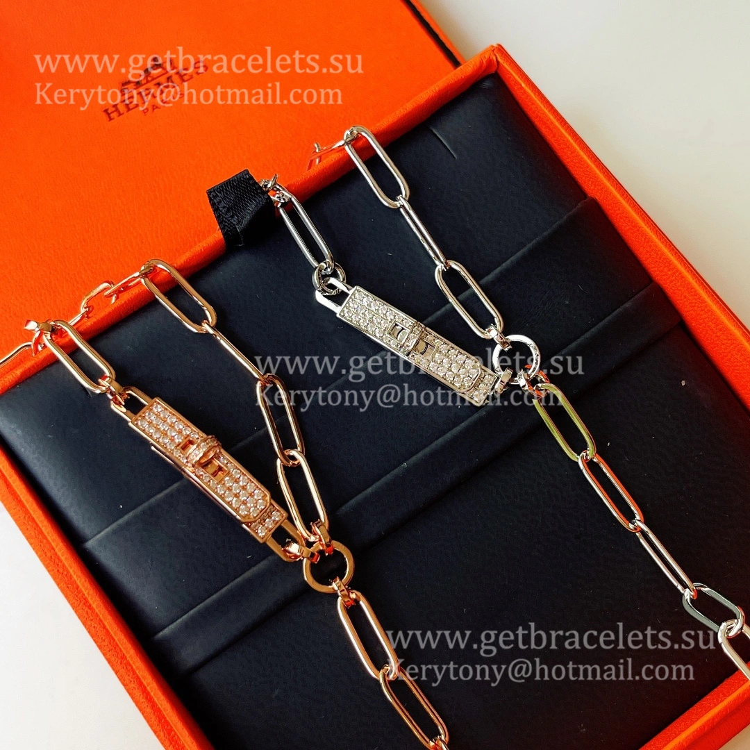 Best Gift Girls Hermes Kelly Chaine Lariat Necklace With Diamonds Rose Gold Silver Yellow Gold