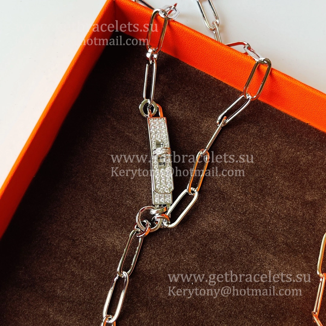 Best Gift Girls Hermes Kelly Chaine Lariat Necklace With Diamonds Rose Gold Silver Yellow Gold