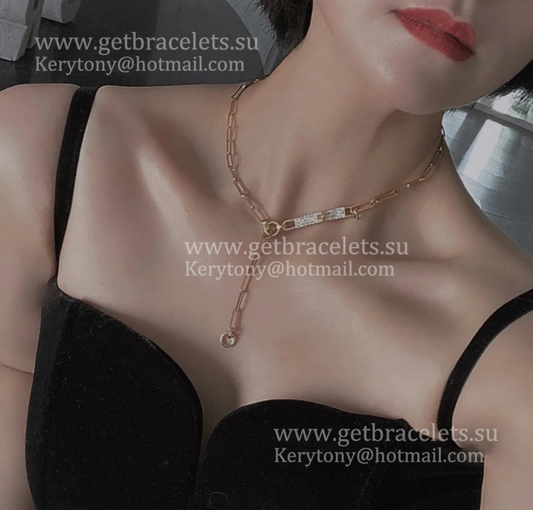 Best Gift Girls Hermes Kelly Chaine Lariat Necklace With Diamonds Rose Gold Silver Yellow Gold
