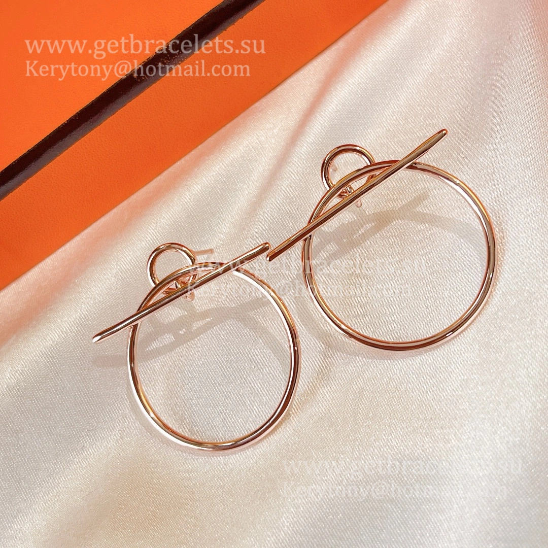 Best Gift Girls Hermes Loop Graphic Earrings Rose Gold