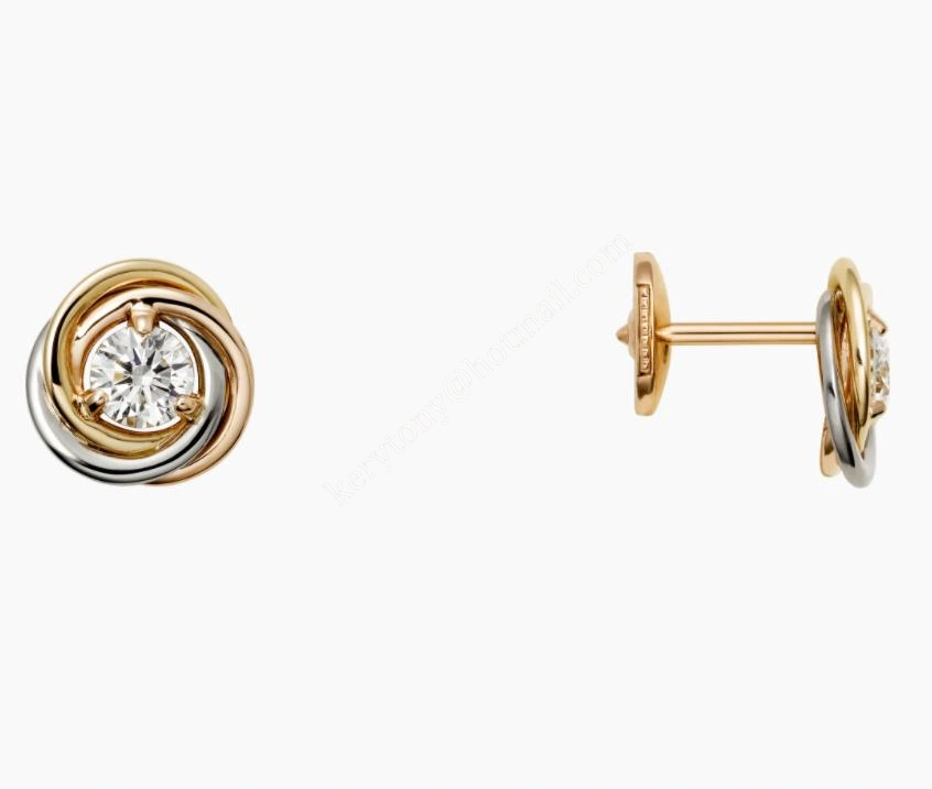 Best Gift Replica Cartier Trinity Earrings White Gold Yellow Gold Rose Gold with 2 Diamonds B8045300 Best