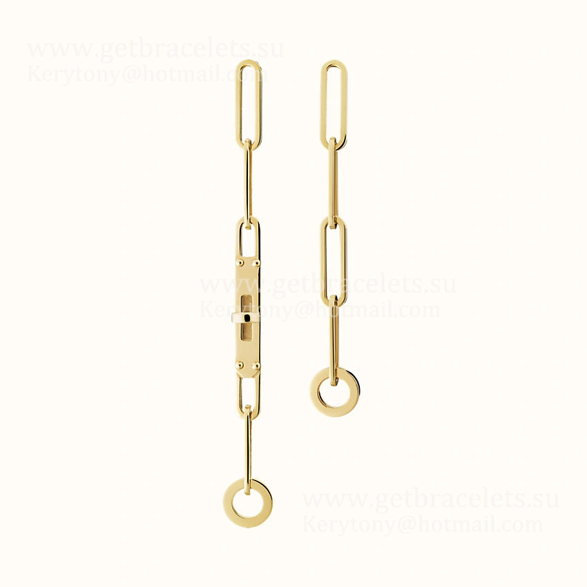 Best Hermes Kelly Chaine Asymmetric Earrings Rose Gold White Gold