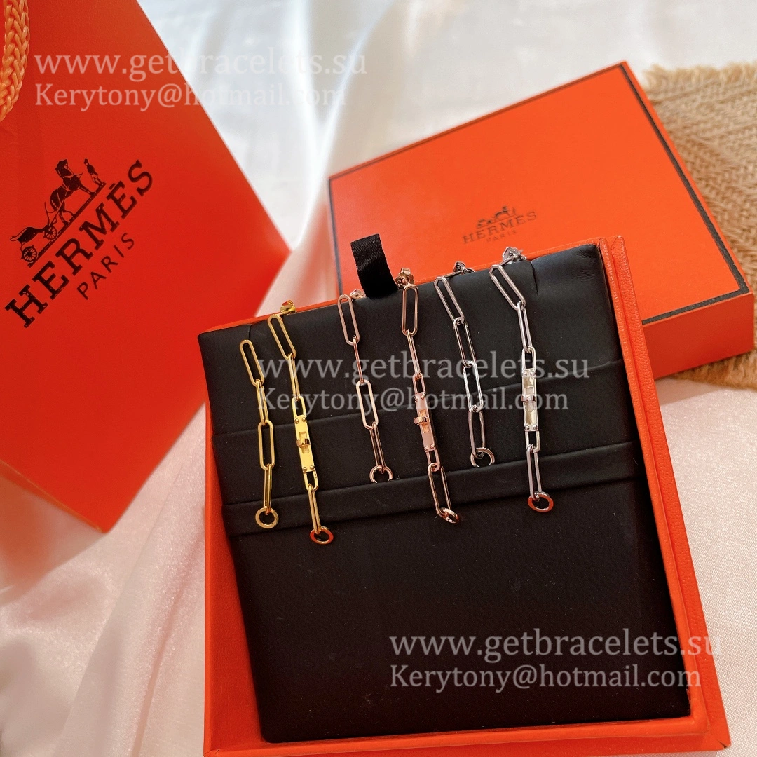 Best Hermes Kelly Chaine Asymmetric Earrings Rose Gold White Gold