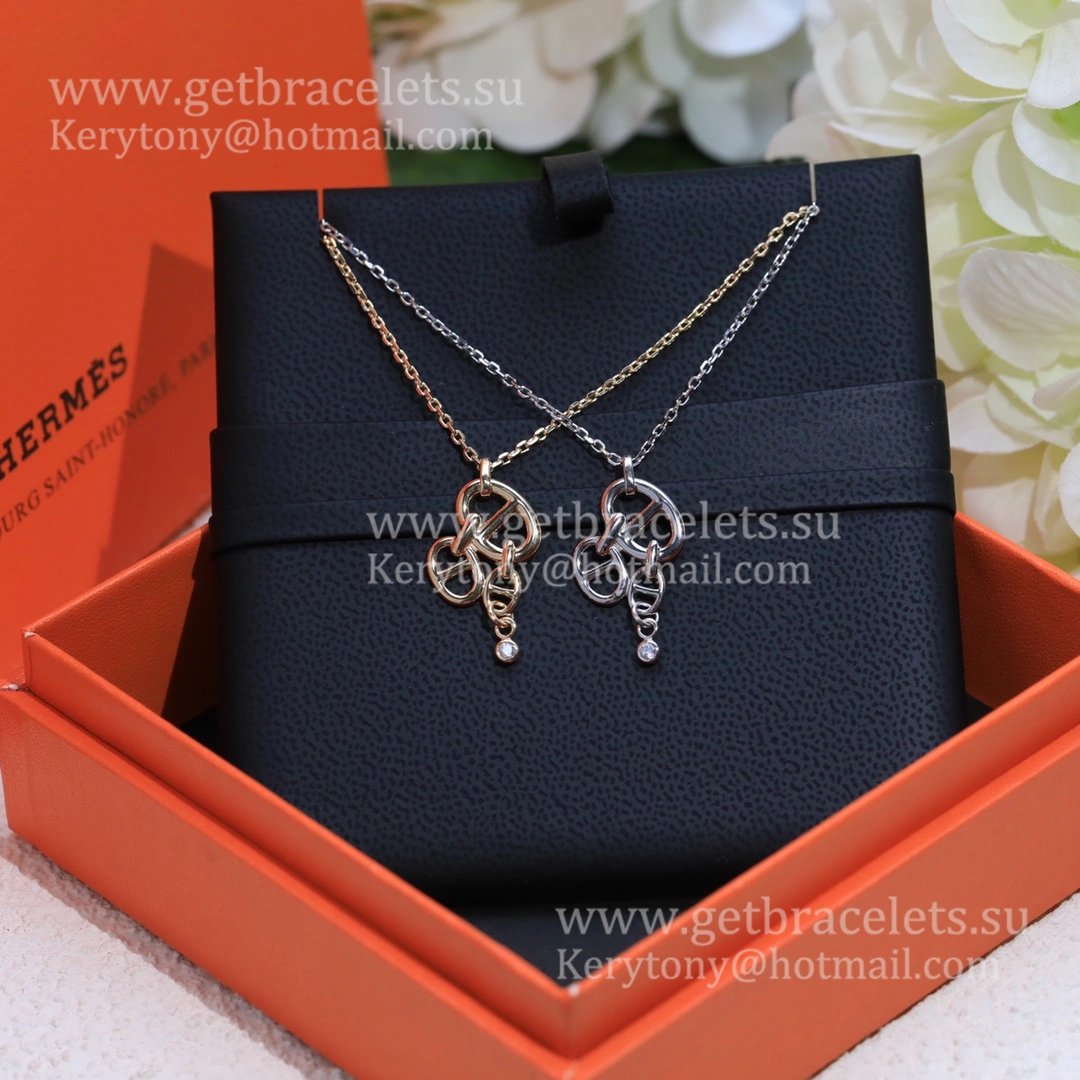 Best Hermes Trio Farandole Necklace With 1 Diamonds Rose Gold Silver