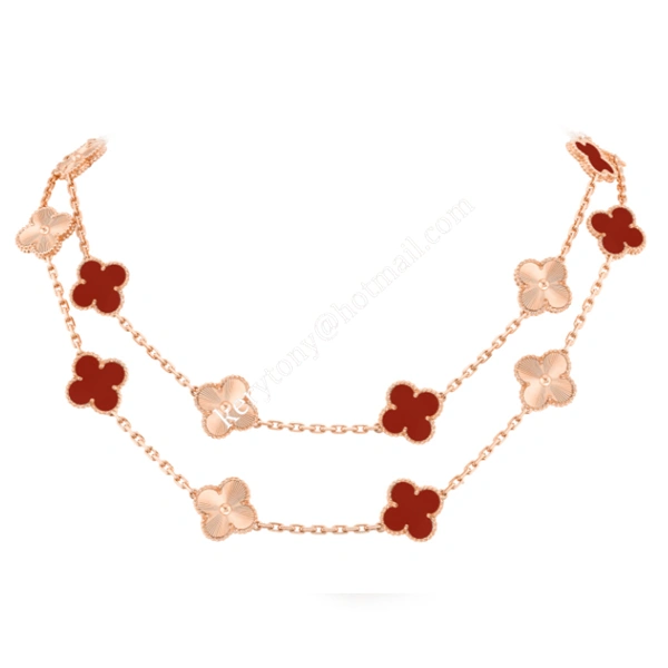 Best Selling Van Cleef Arpels Vintage Alhambra Long Necklace 20 Motifs Rose Gold Carnelian Sale Malaysia