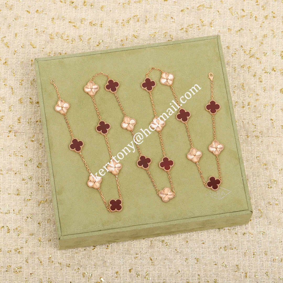 Best Selling Van Cleef Arpels Vintage Alhambra Long Necklace 20 Motifs Rose Gold Carnelian Sale Malaysia