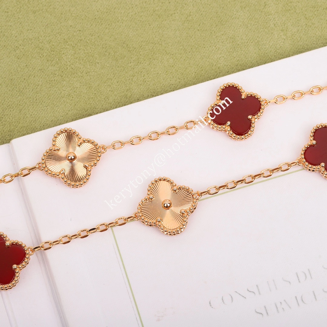 Best Selling Van Cleef Arpels Vintage Alhambra Long Necklace 20 Motifs Rose Gold Carnelian Sale Malaysia