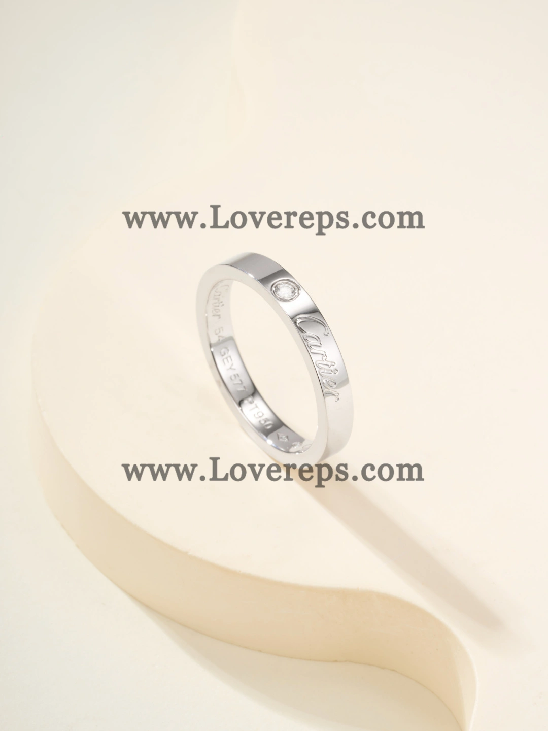 C de Cartier Wedding Ring With 1 Diamond Pink Gold and White Gold Width 3mm