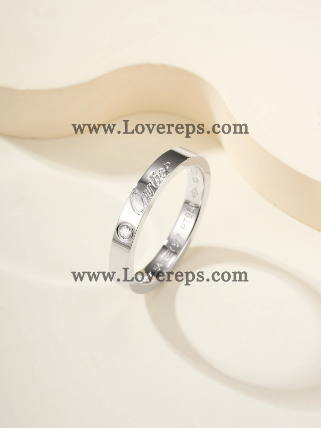 C de Cartier Wedding Ring With 1 Diamond Pink Gold and White Gold Width 3mm