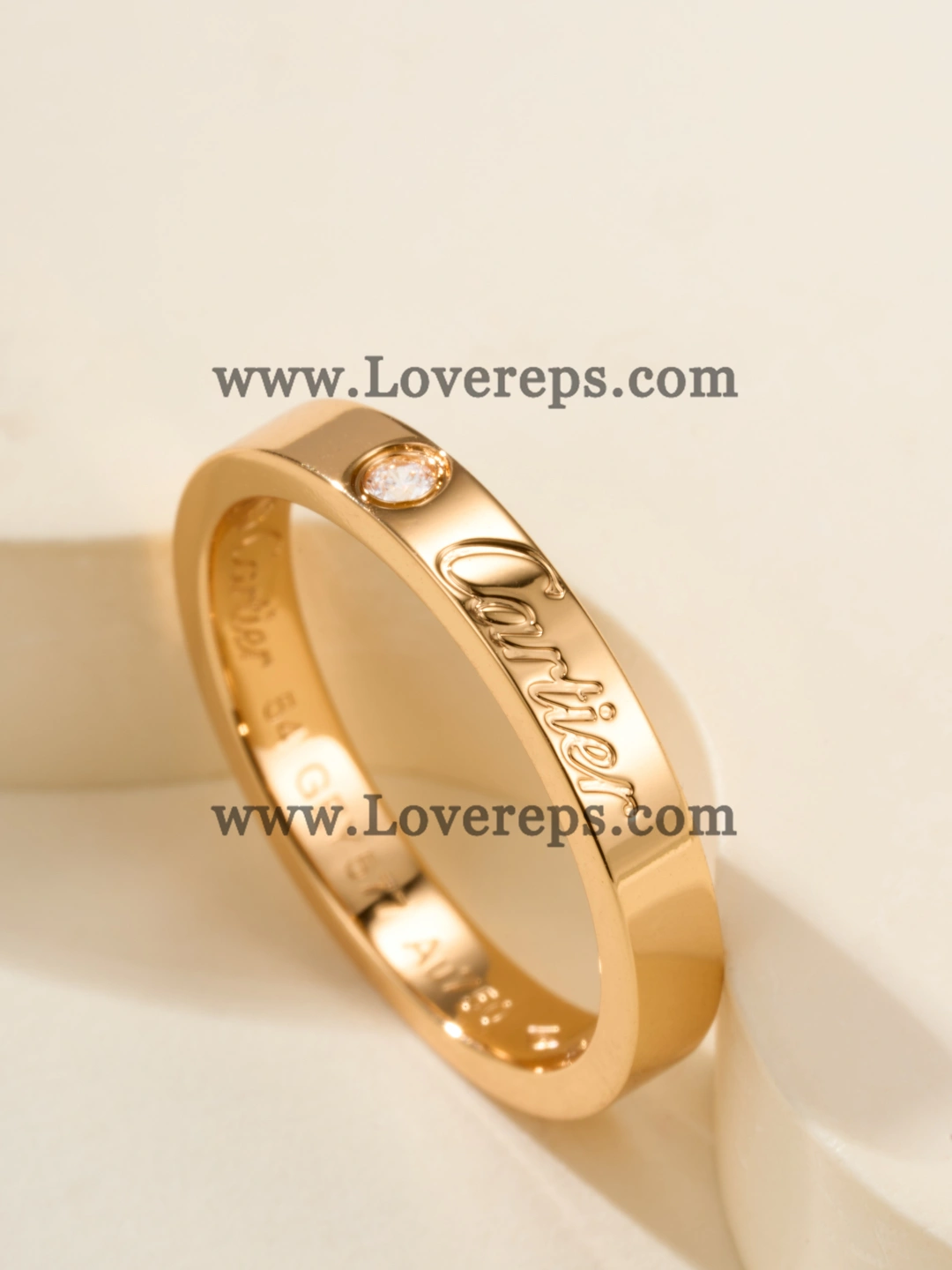 C de Cartier Wedding Ring With 1 Diamond Pink Gold and White Gold Width 3mm