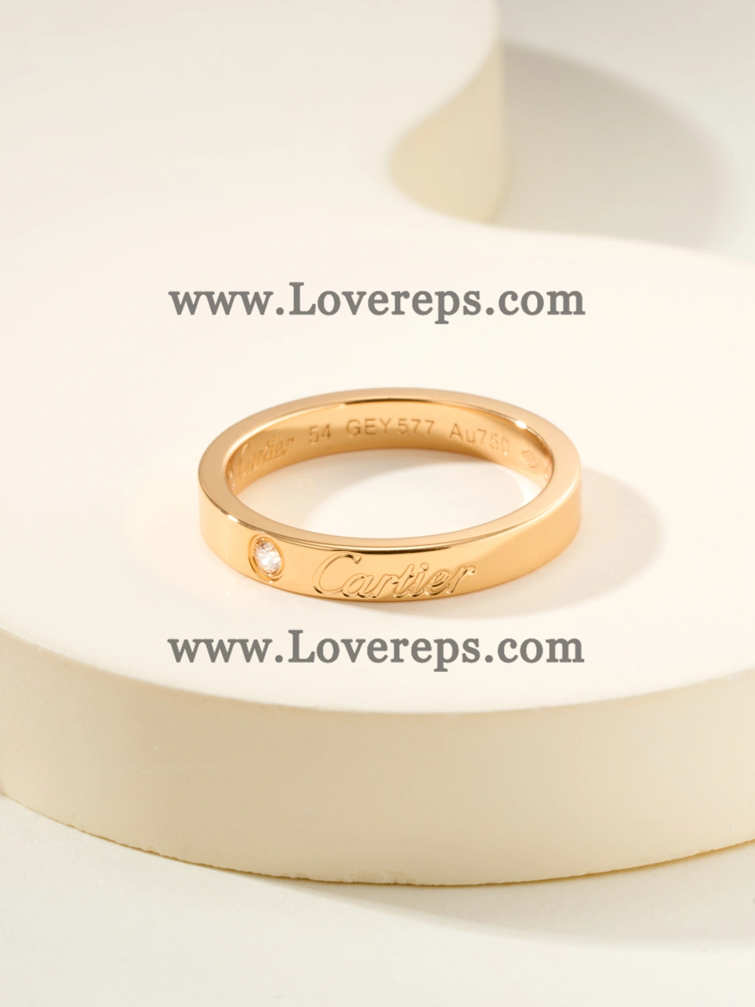 C de Cartier Wedding Ring With 1 Diamond Pink Gold and White Gold Width 3mm