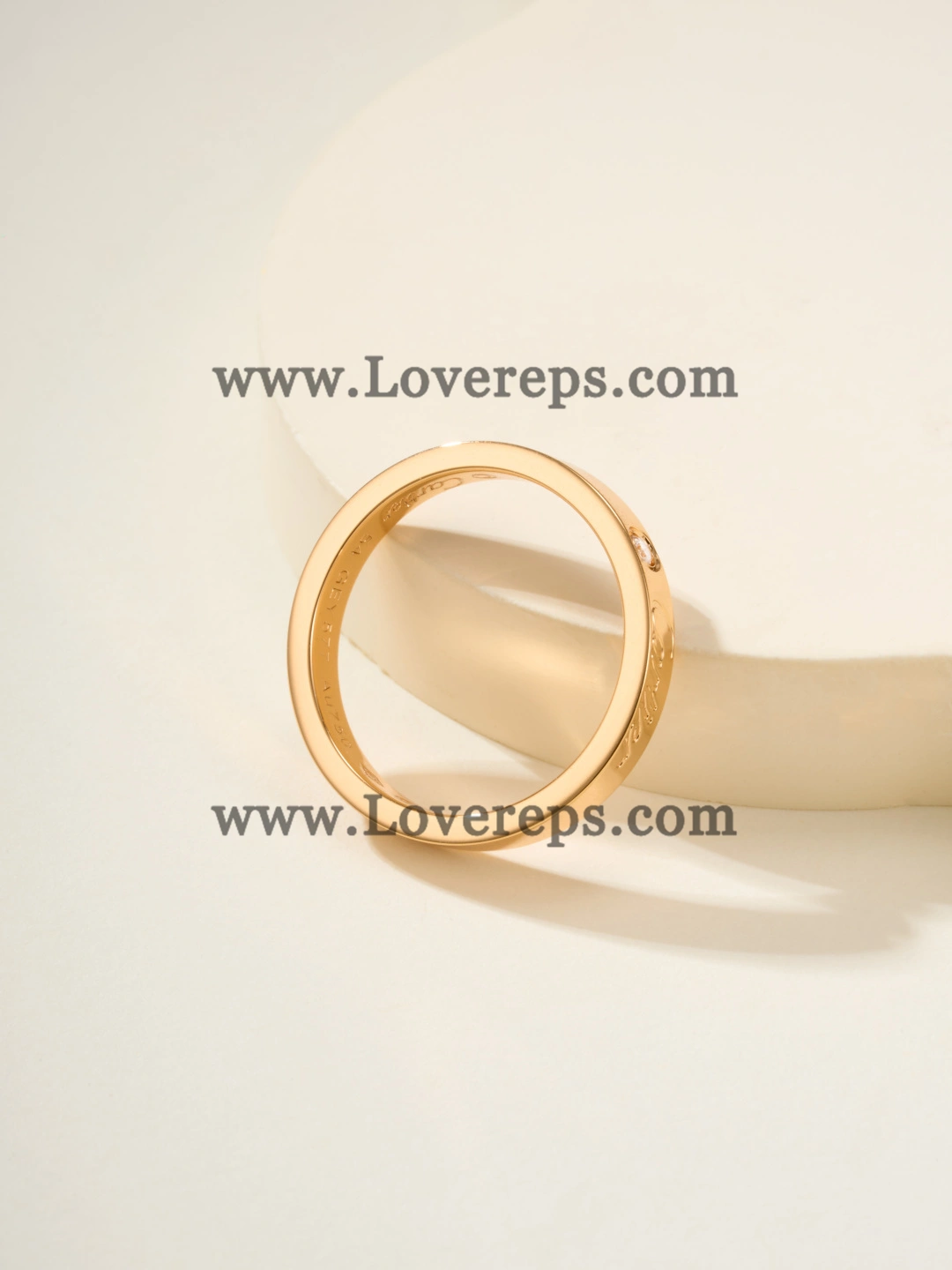 C de Cartier Wedding Ring With 1 Diamond Pink Gold and White Gold Width 3mm