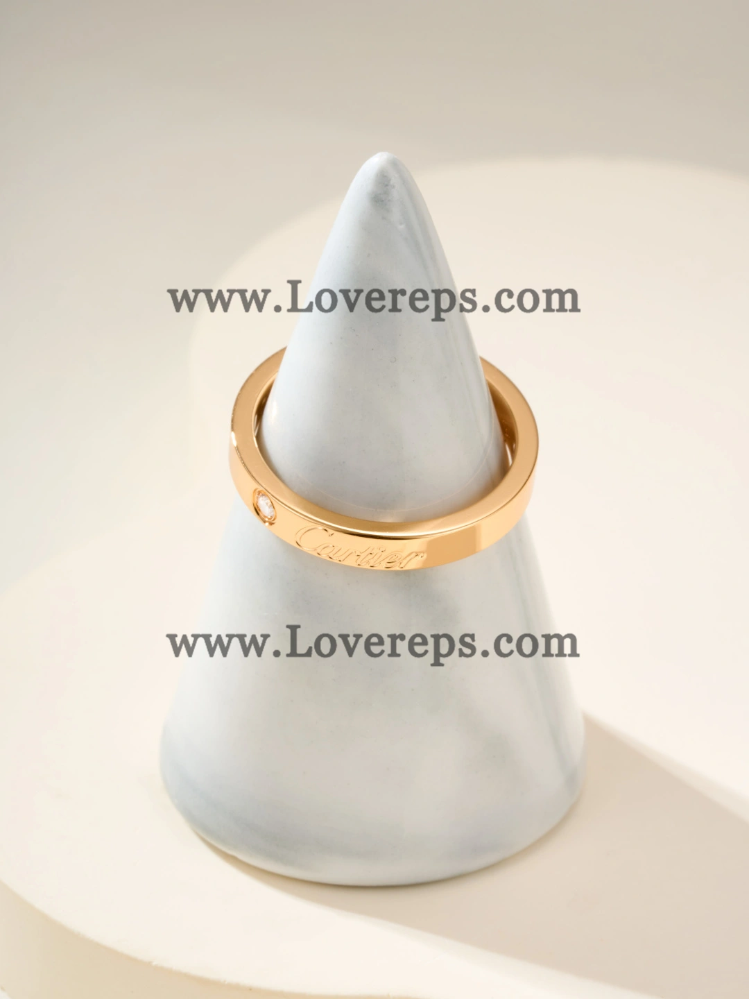 C de Cartier Wedding Ring With 1 Diamond Pink Gold and White Gold Width 3mm