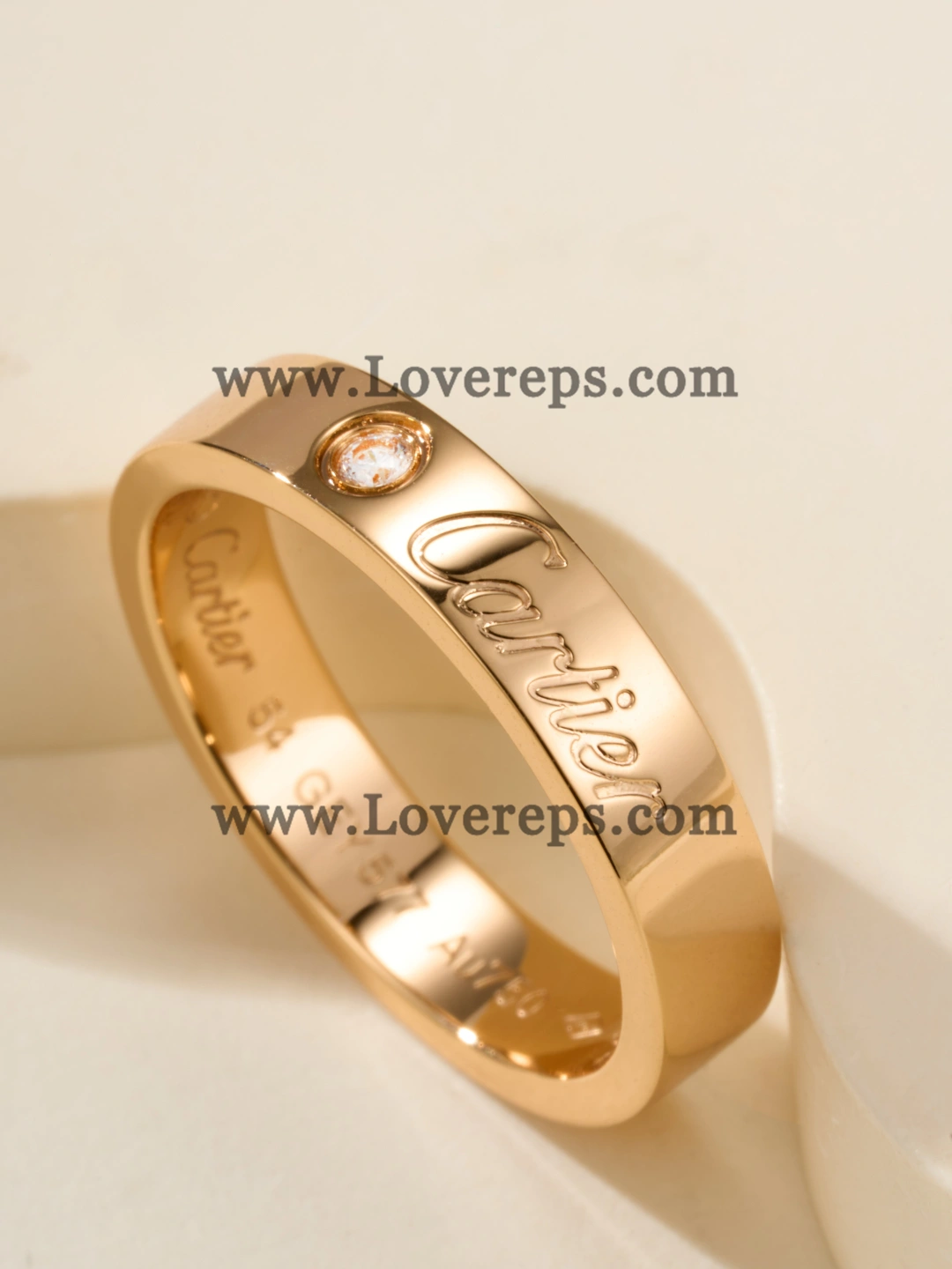 C de Cartier Wedding Ring With 1 Diamond Pink Gold and White Gold Width 4mm