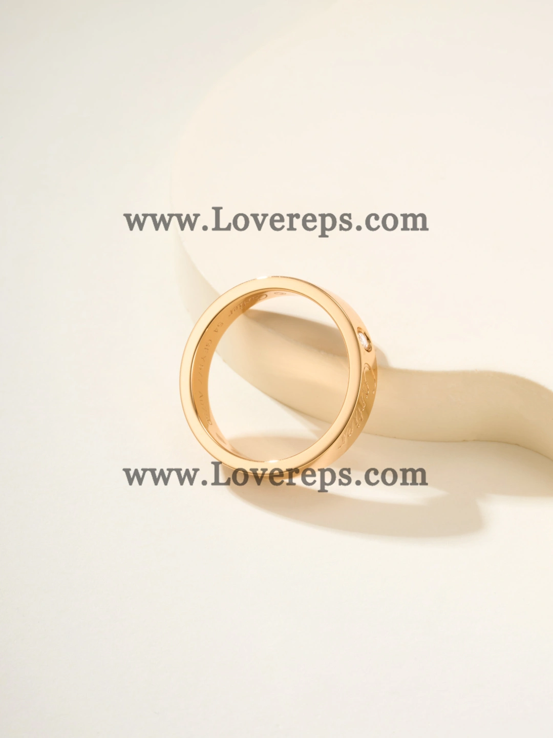 C de Cartier Wedding Ring With 1 Diamond Pink Gold and White Gold Width 4mm