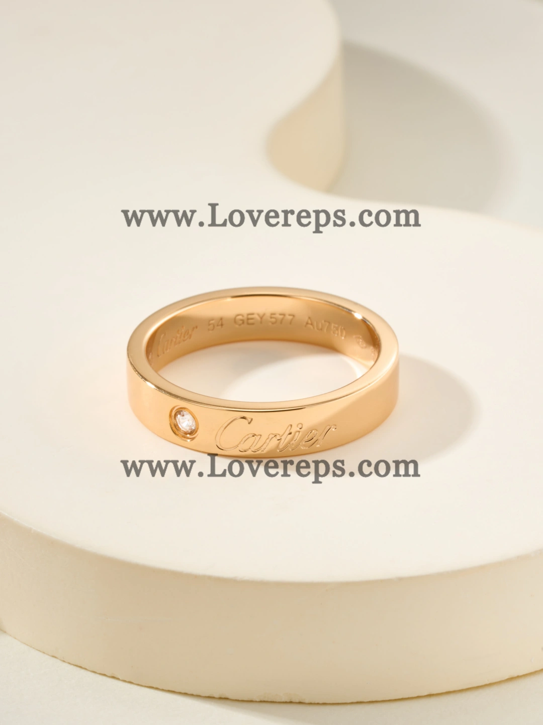 C de Cartier Wedding Ring With 1 Diamond Pink Gold and White Gold Width 4mm