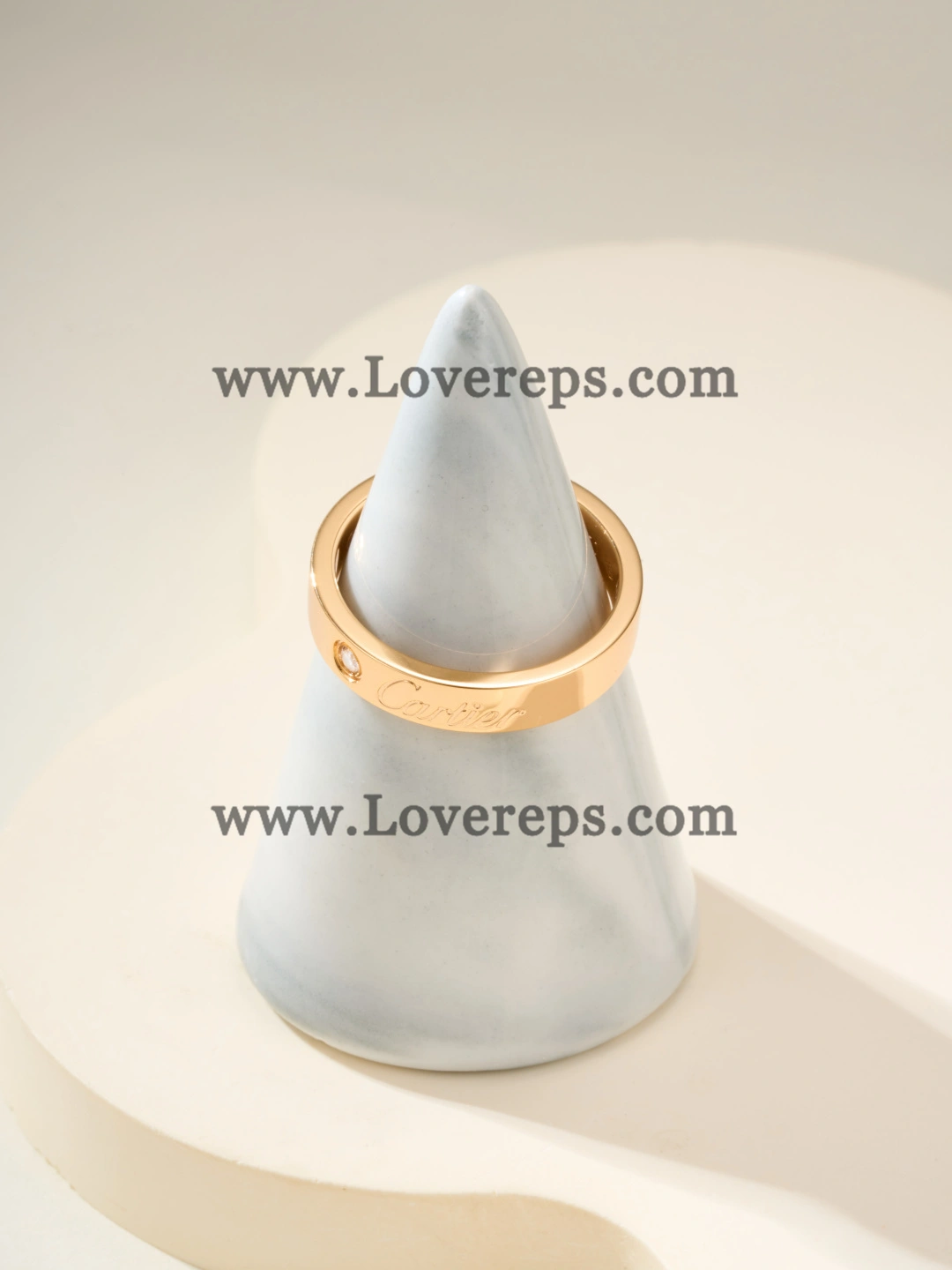 C de Cartier Wedding Ring With 1 Diamond Pink Gold and White Gold Width 4mm