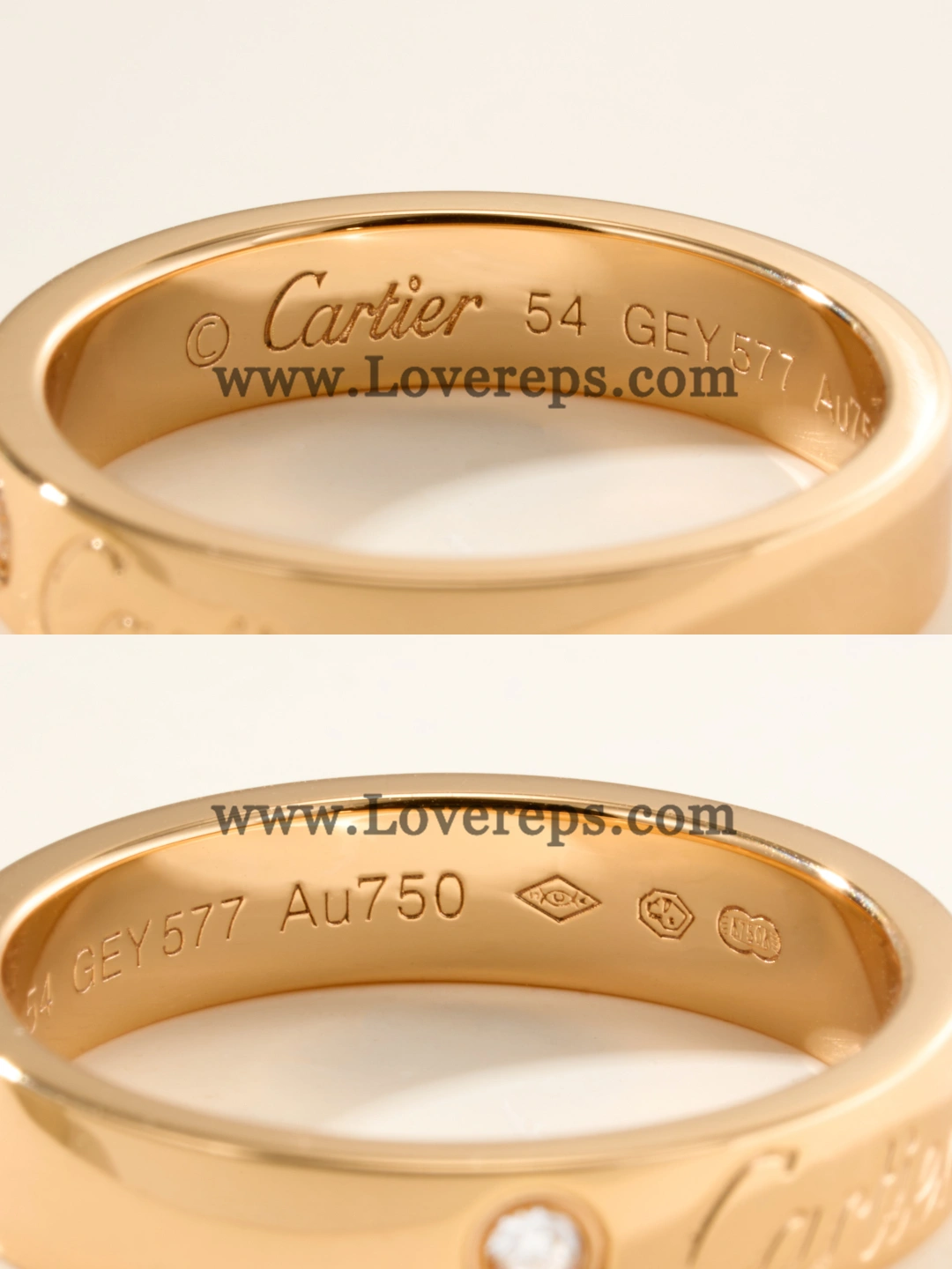 C de Cartier Wedding Ring With 1 Diamond Pink Gold and White Gold Width 4mm
