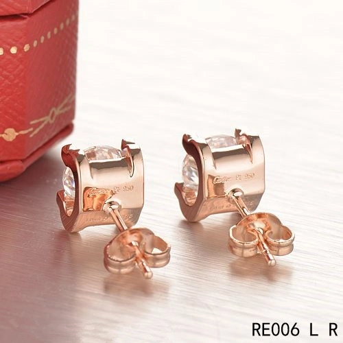 Cartier C DE Earrings in 18K Pink Gold With 1 Brilliant-Cut Diamond