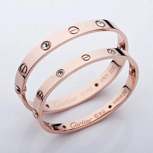 Cartier Couple Bracelet Pink Gold 4 Diamonds B6041005 (New Version – Prevent Screws Fall Out