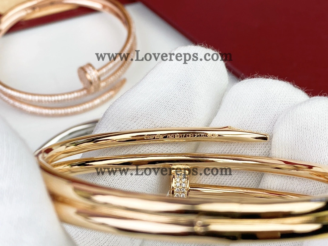 Cartier Juste un Clou Double Bracelet with Pave Diamonds Yellow Gold Rose Gold White Gold