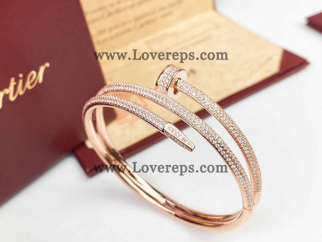 Cartier Juste un Clou Double Bracelet with Pave Diamonds Yellow Gold Rose Gold White Gold