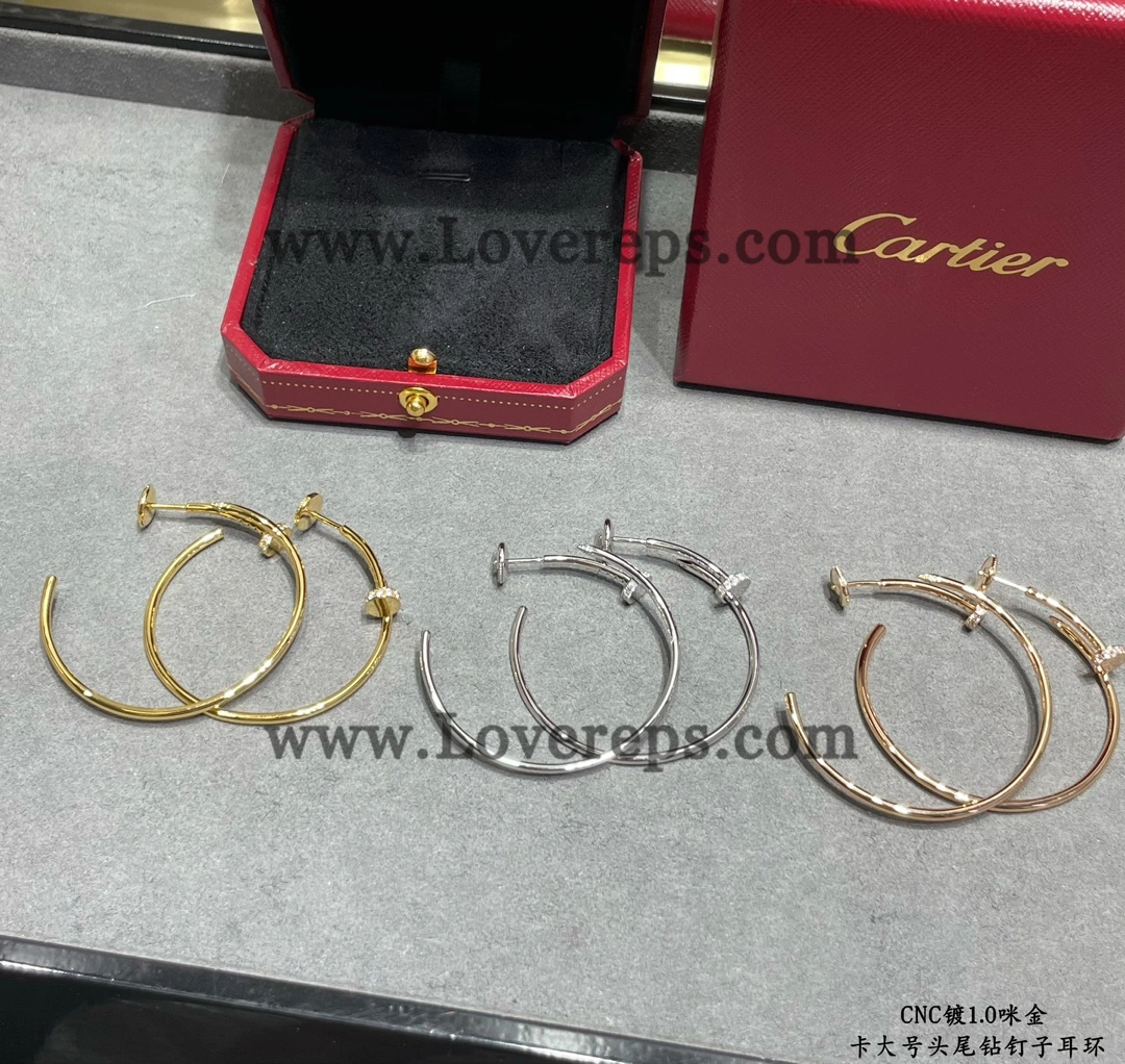 Cartier Juste un Clou Hoop Earrings Large Model with Diamonds Yellow Gold Rose Gold White Gold