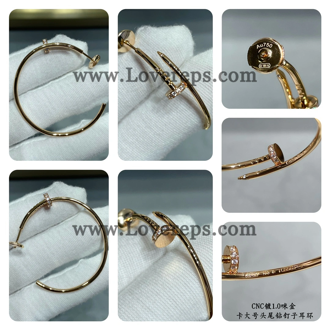 Cartier Juste un Clou Hoop Earrings Large Model with Diamonds Yellow Gold Rose Gold White Gold