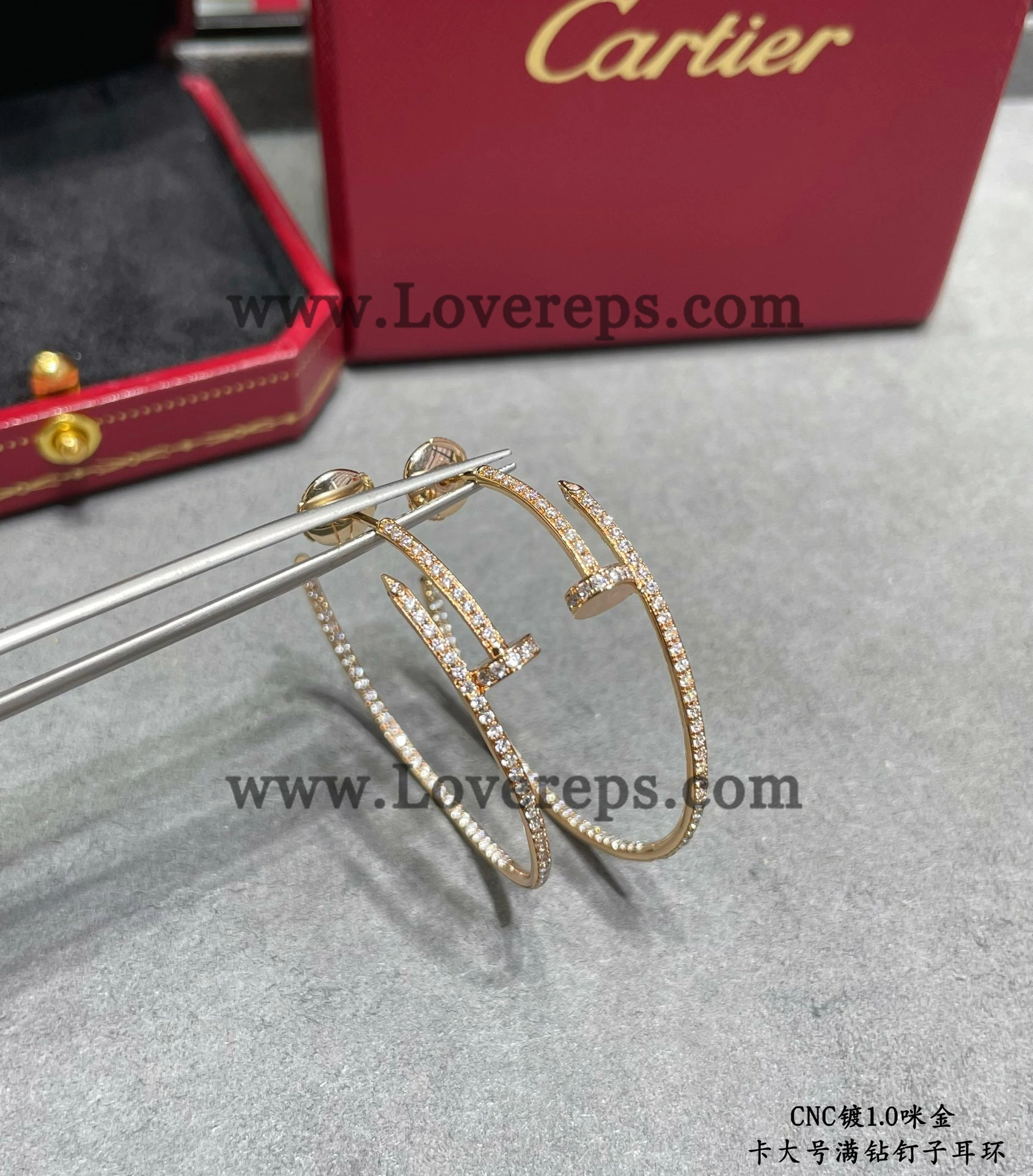 Cartier Juste un Clou Hoop Earrings Large Model with Pave Diamonds Yellow Gold Rose Gold White Gold
