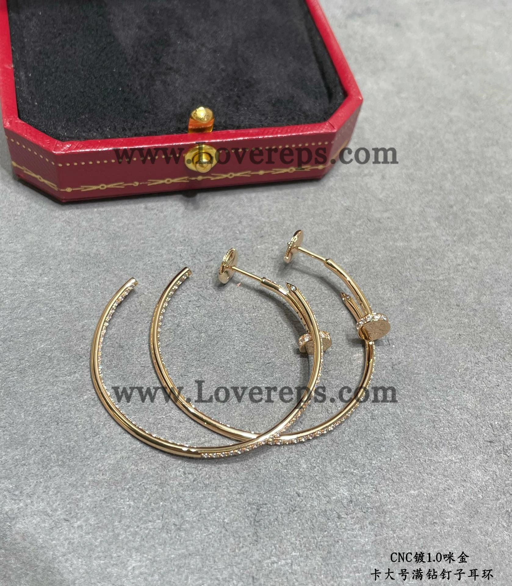 Cartier Juste un Clou Hoop Earrings Large Model with Pave Diamonds Yellow Gold Rose Gold White Gold