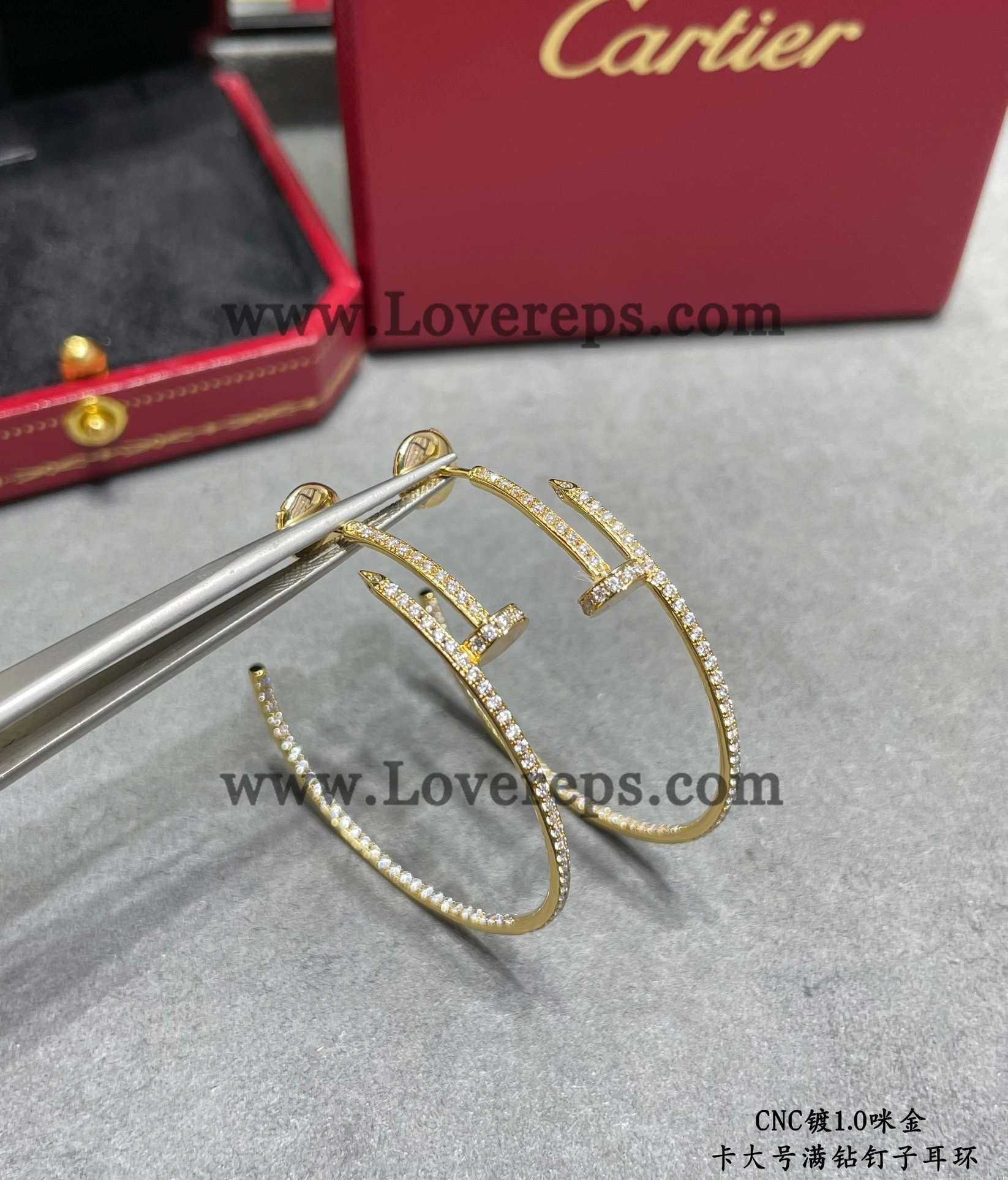 Cartier Juste un Clou Hoop Earrings Large Model with Pave Diamonds Yellow Gold Rose Gold White Gold