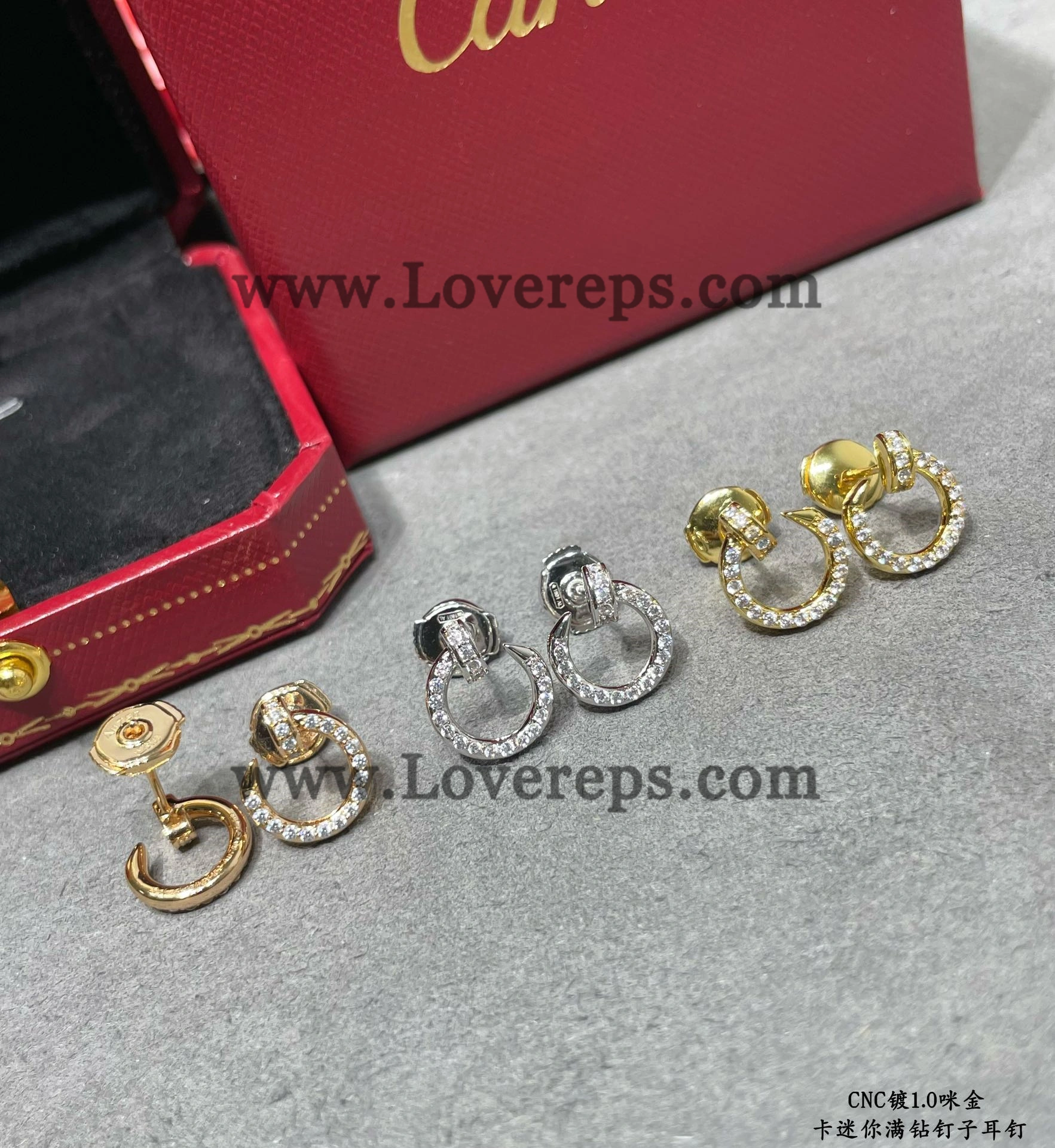 Cartier Juste un Clou Hoop Earrings Mini Model Yellow with Pave Diamonds Gold Rose Gold White Gold