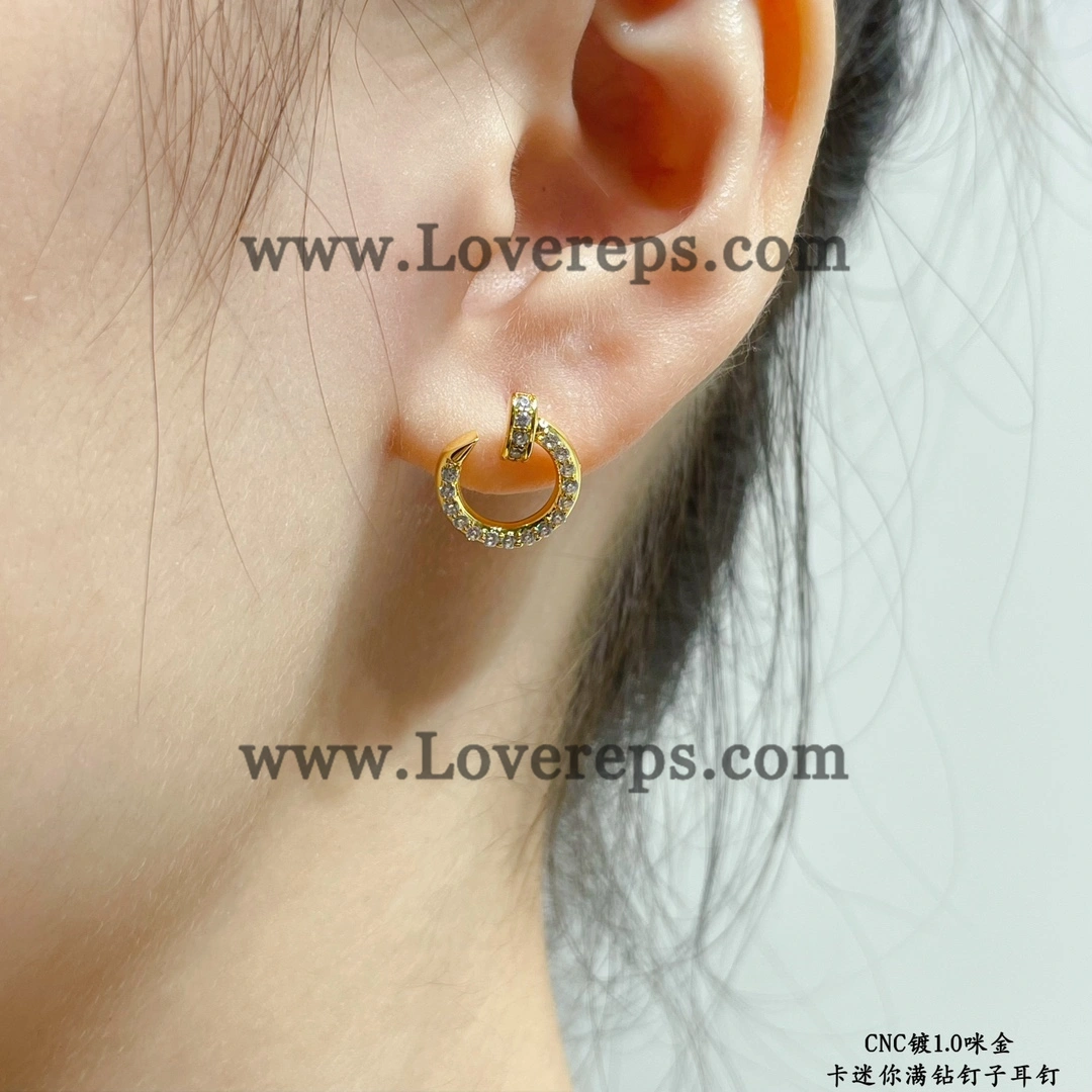 Cartier Juste un Clou Hoop Earrings Mini Model Yellow with Pave Diamonds Gold Rose Gold White Gold