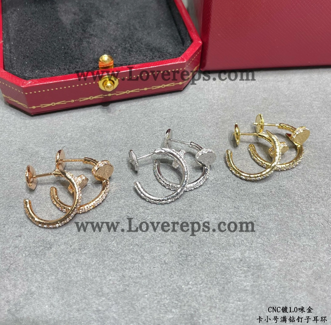 Cartier Juste un Clou Hoop Earrings Small Model with Pave Diamonds Yellow Gold Rose Gold White Gold