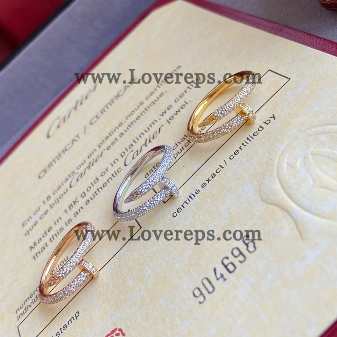 Cartier Juste un Clou Ring Classic Model with Pave Diamonds Yellow Gold Rose Gold White Gold