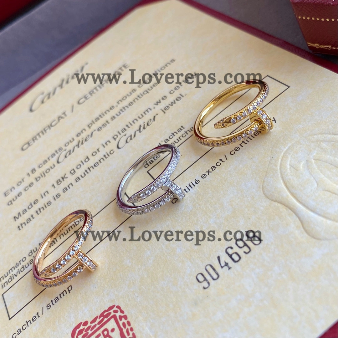 Cartier Juste un Clou Ring Small Model with Pave Diamonds Yellow Gold Rose Gold White Gold