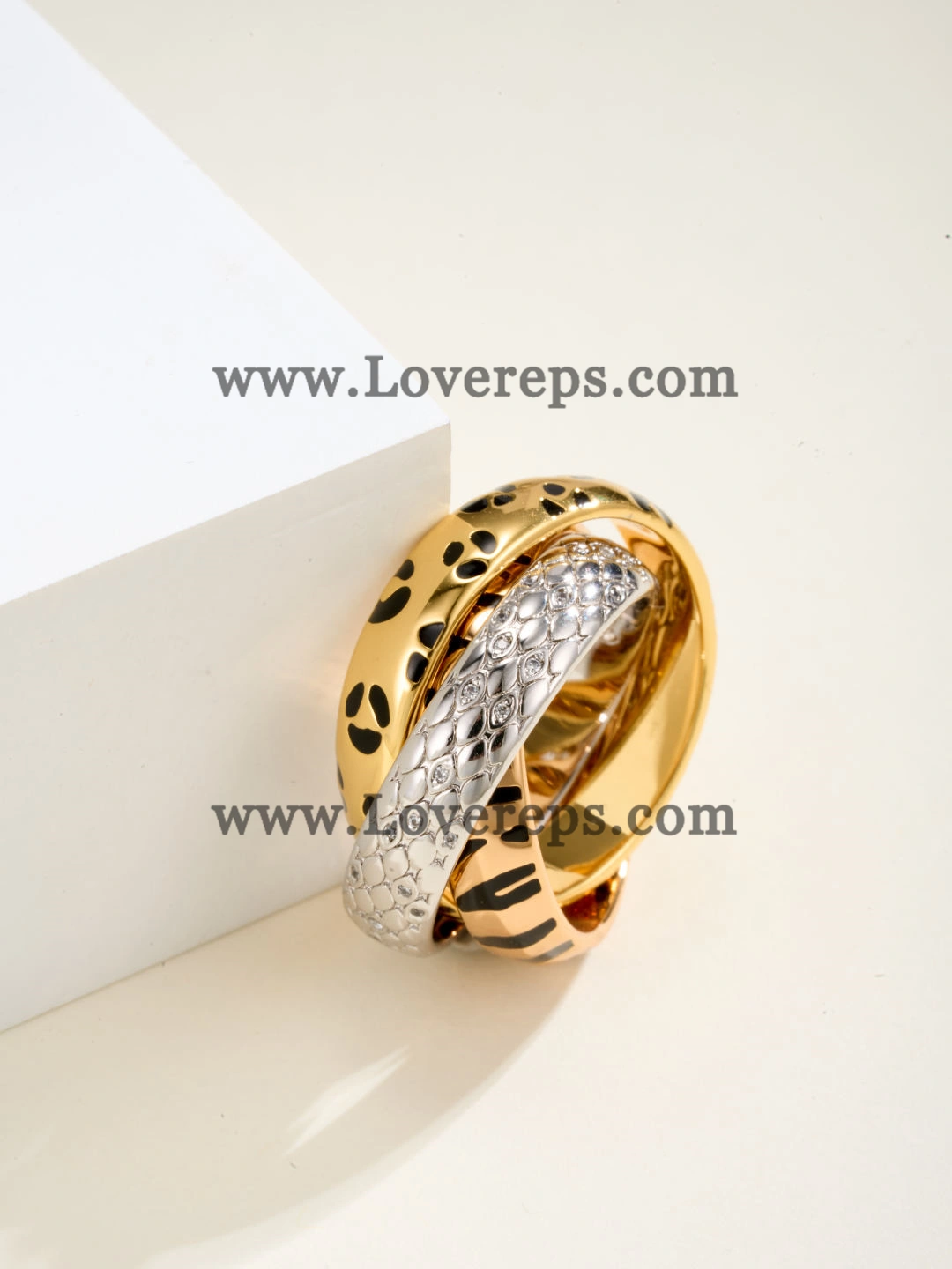 Cartier Lacquer Trinity Ring with Half-Paved