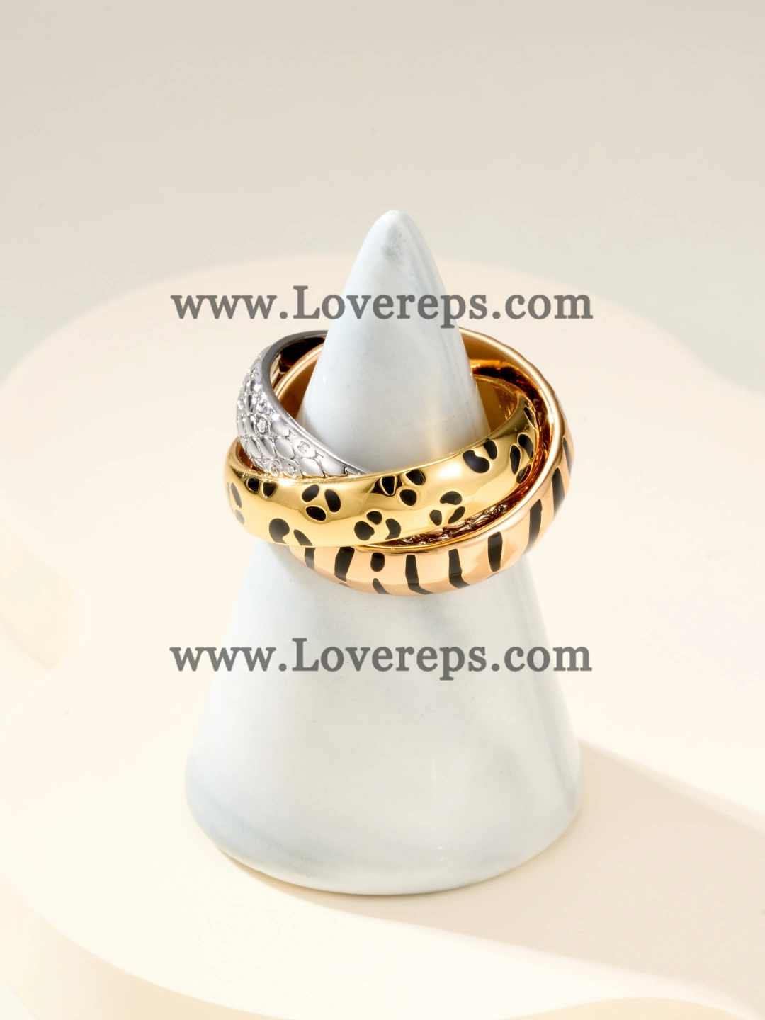 Cartier Lacquer Trinity Ring with Half-Paved