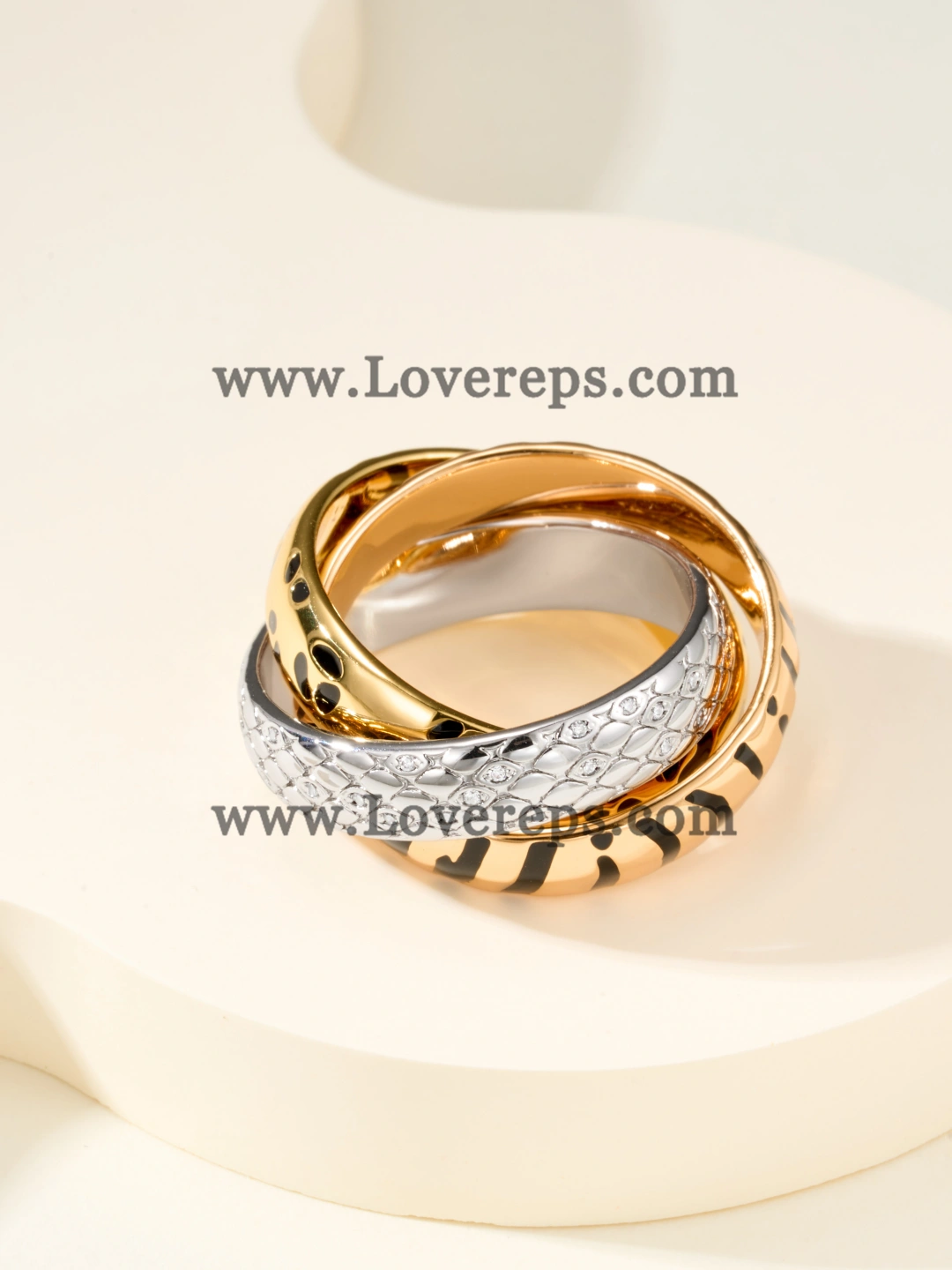 Cartier Lacquer Trinity Ring with Half-Paved