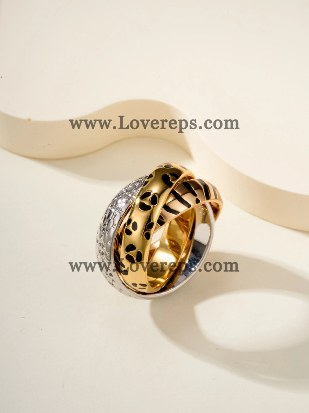 Cartier Lacquer Trinity Ring with Half-Paved
