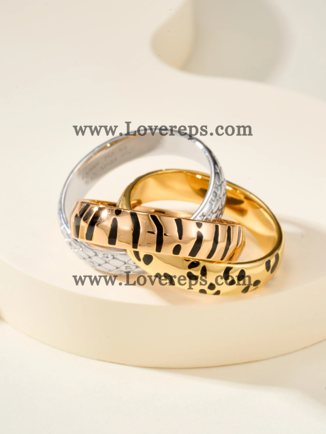 Cartier Lacquer Trinity Ring with Half-Paved