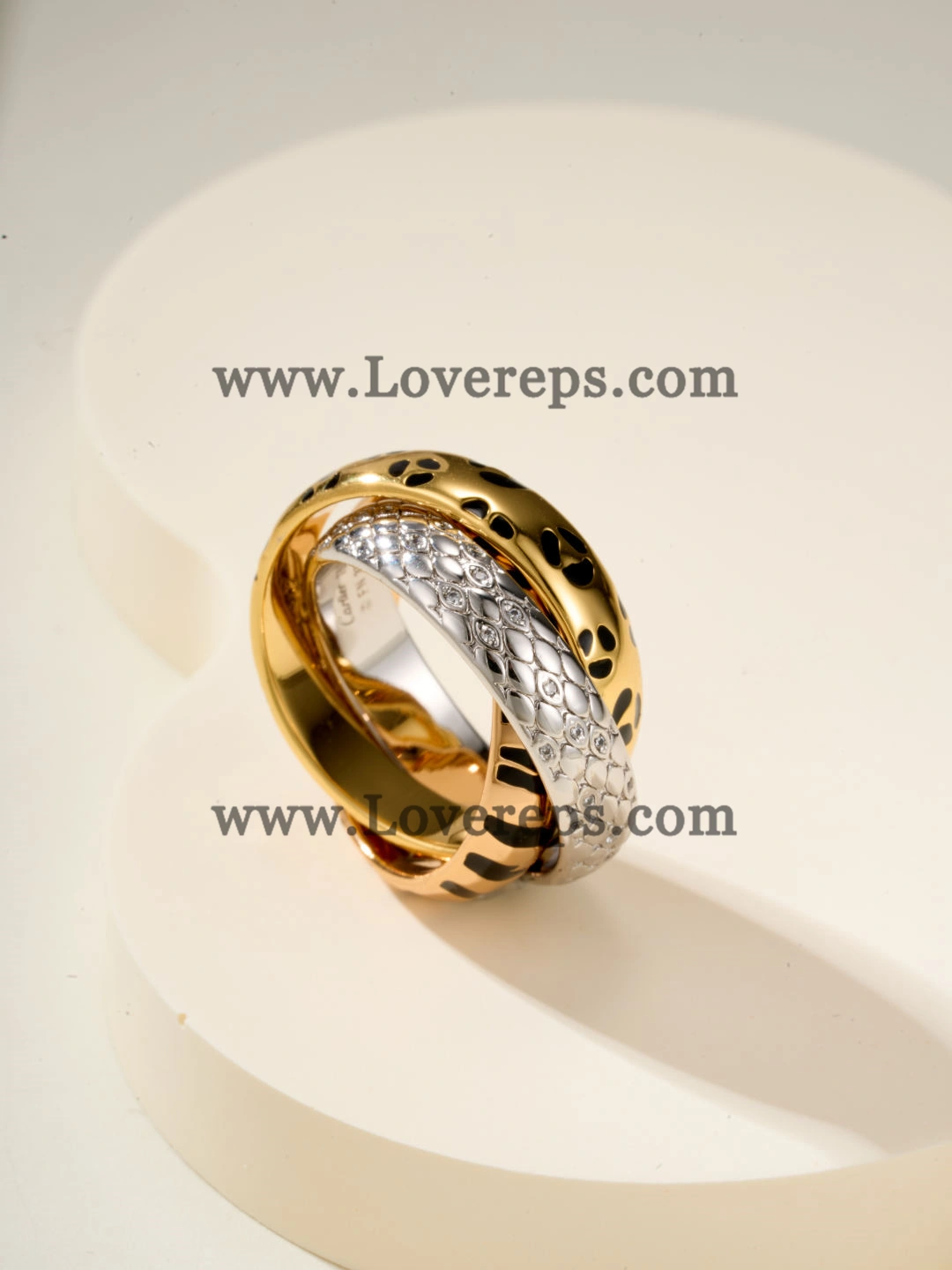 Cartier Lacquer Trinity Ring with Half-Paved