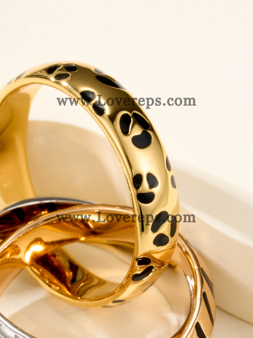Cartier Lacquer Trinity Ring with Half-Paved