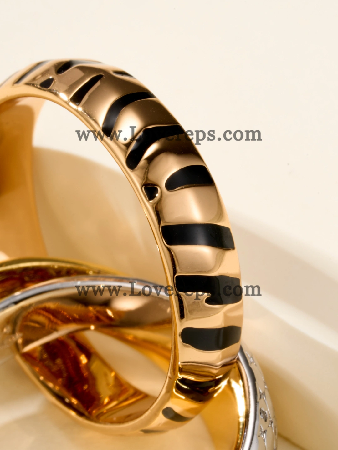 Cartier Lacquer Trinity Ring with Half-Paved