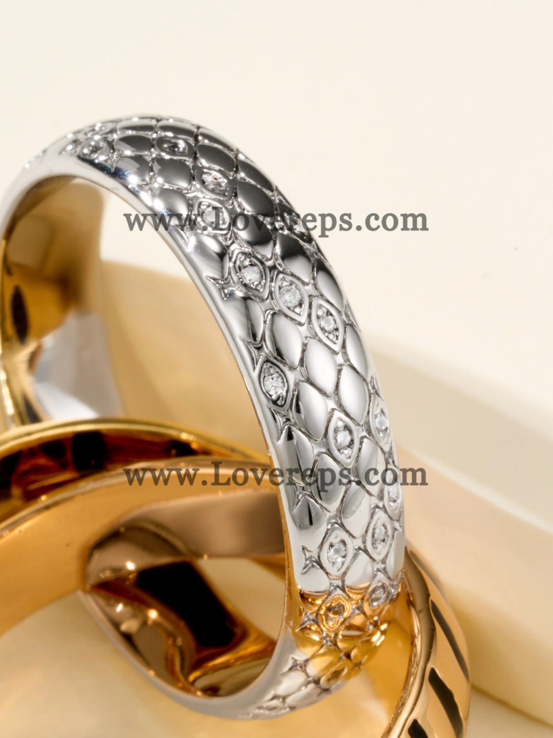 Cartier Lacquer Trinity Ring with Half-Paved