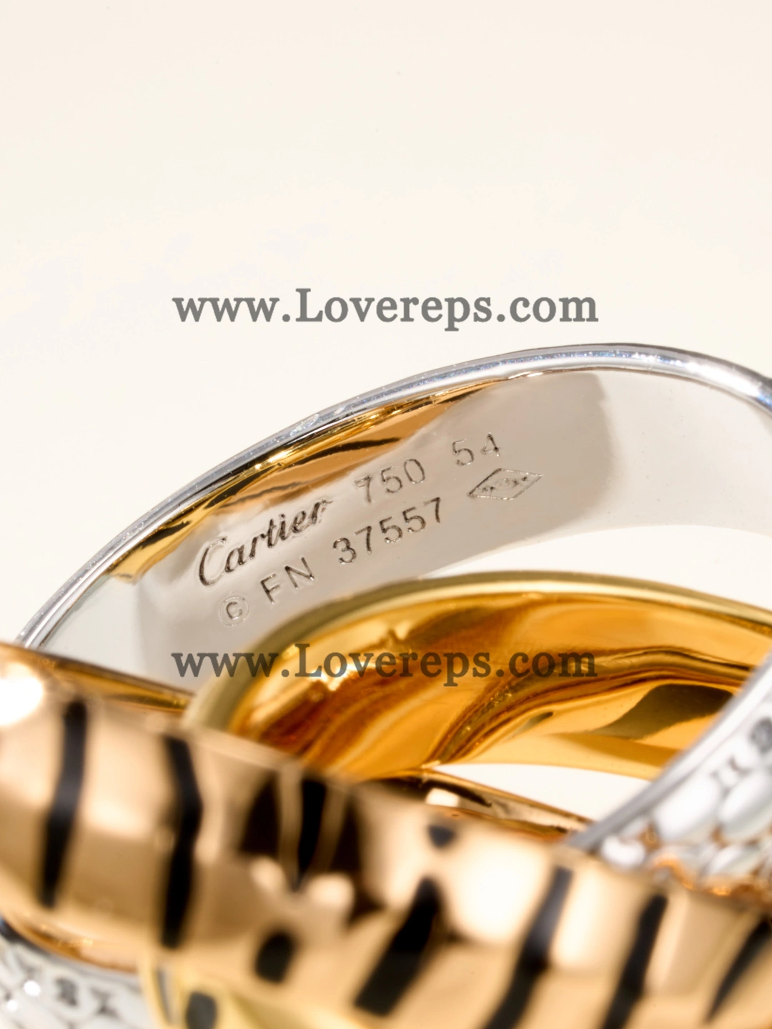 Cartier Lacquer Trinity Ring with Half-Paved